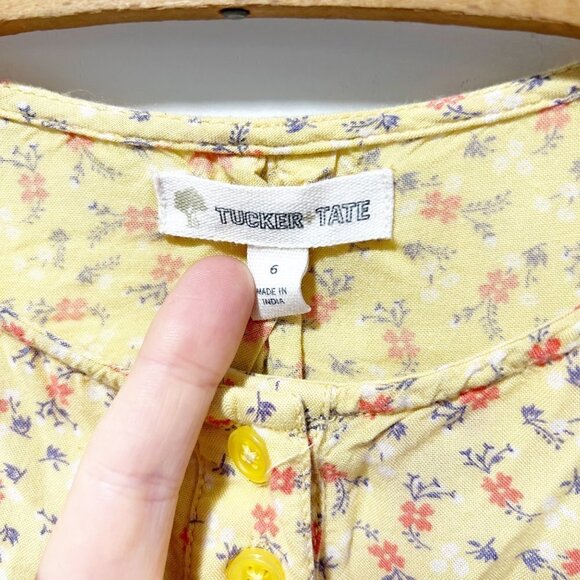 Tucker + Tate Size 6 Floral Peasant Style Shirt Top Blouse Yellow - Picture 6 of 7